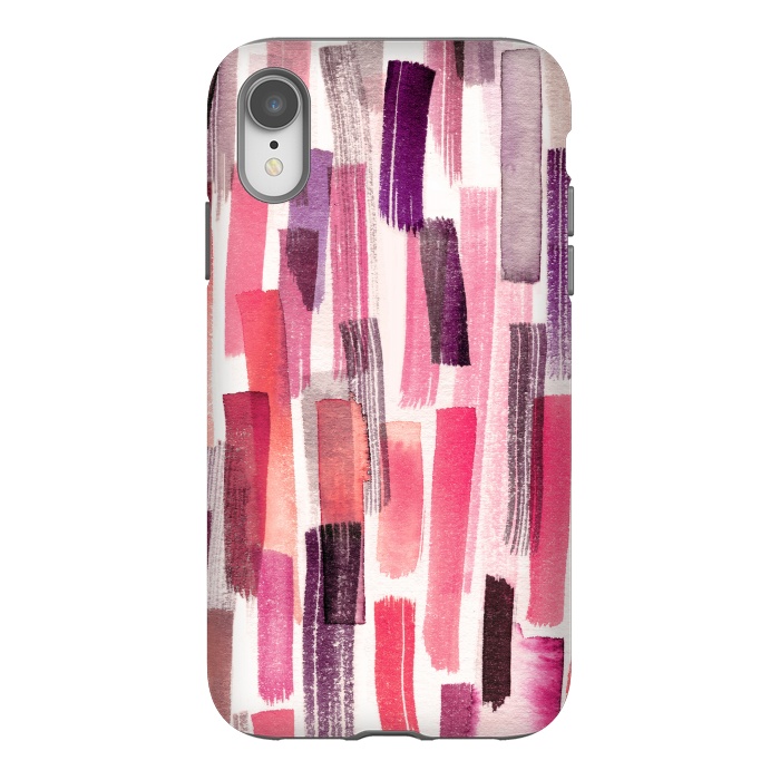 iPhone Xr StrongFit Colorful Brushstrokes Living Coral by Ninola Design