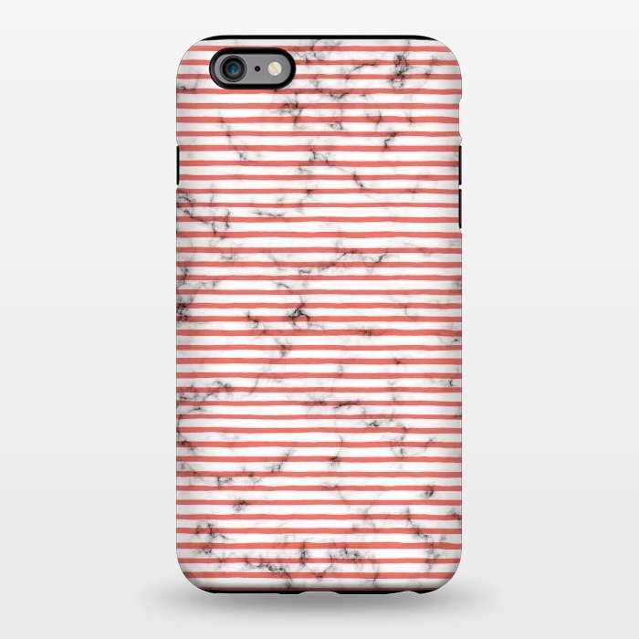 iPhone 6/6s plus StrongFit Marble Marker Coral Stripes by Ninola Design