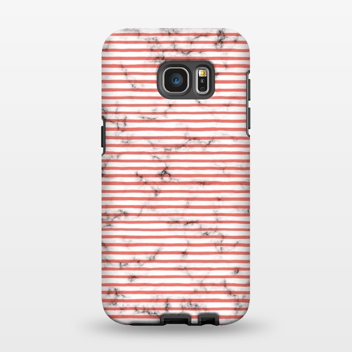 Galaxy S7 EDGE StrongFit Marble Marker Coral Stripes by Ninola Design
