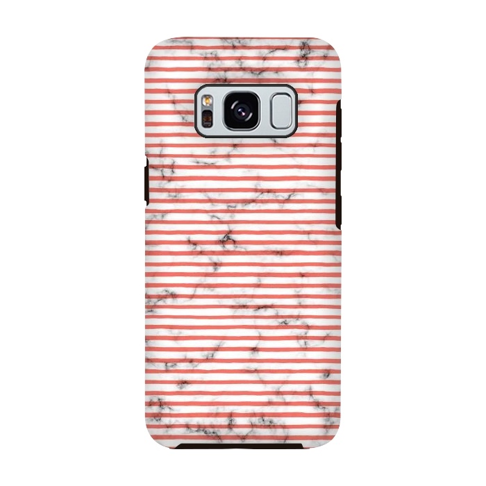 Galaxy S8 StrongFit Marble Marker Coral Stripes by Ninola Design