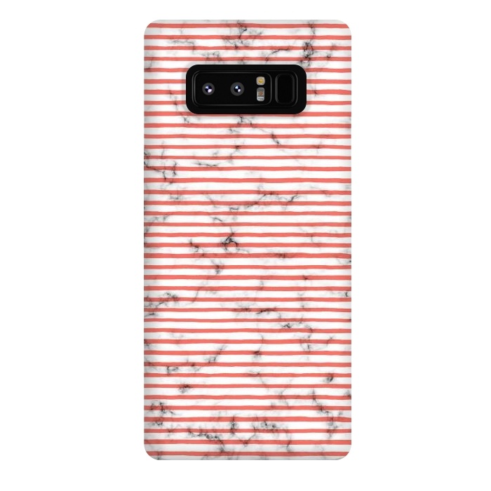 Galaxy Note 8 StrongFit Marble Marker Coral Stripes by Ninola Design