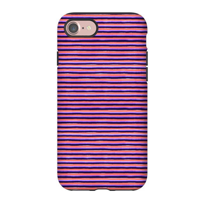iPhone 7 StrongFit Marker Colorful Coral Stripes by Ninola Design