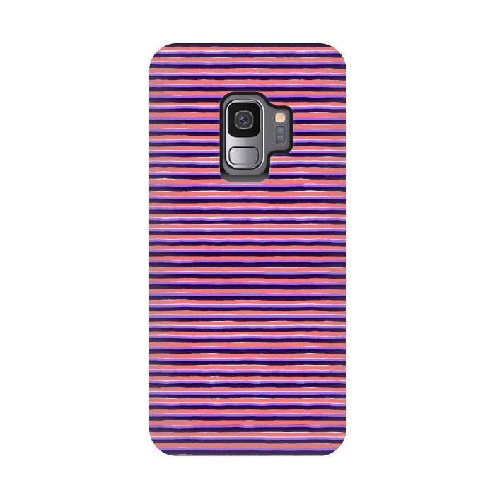 Galaxy S9 StrongFit Marker Colorful Coral Stripes by Ninola Design