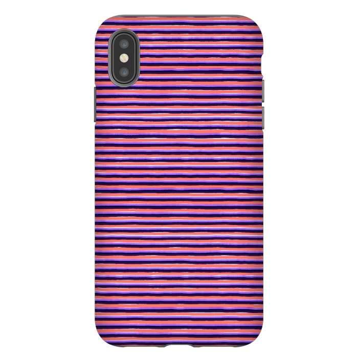 iPhone Xs Max StrongFit Marker Colorful Coral Stripes by Ninola Design