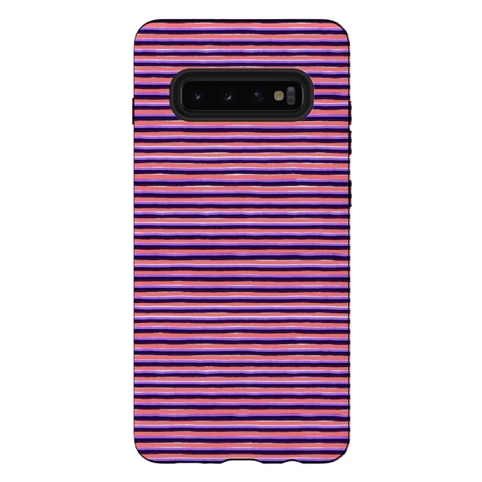 Galaxy S10 plus StrongFit Marker Colorful Coral Stripes by Ninola Design