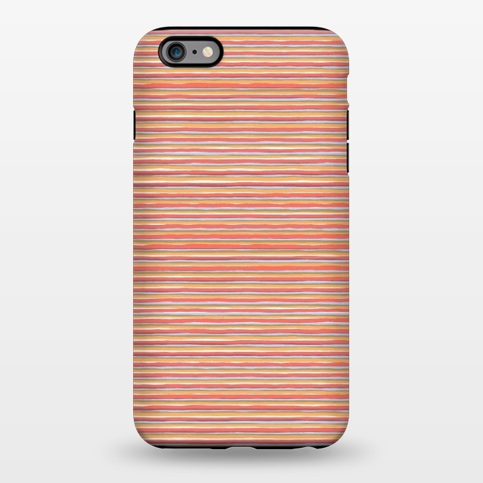 iPhone 6/6s plus StrongFit Multi Marker Stripes Summer Coral by Ninola Design
