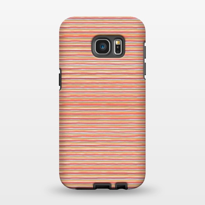 Galaxy S7 EDGE StrongFit Multi Marker Stripes Summer Coral by Ninola Design