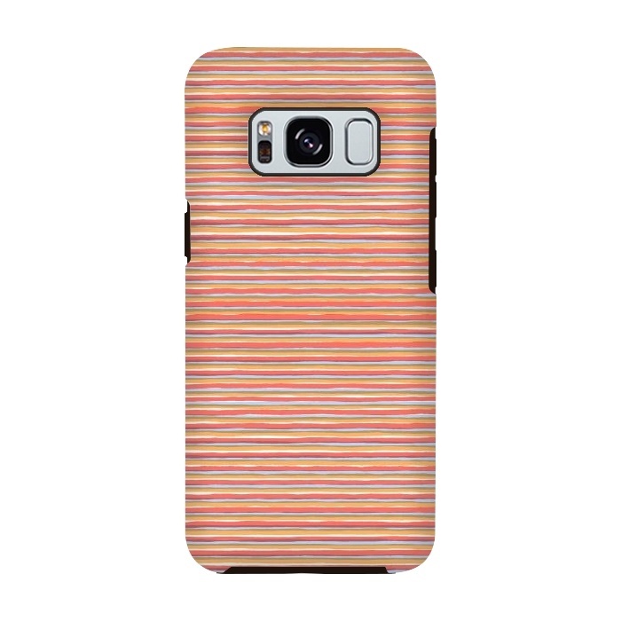 Galaxy S8 StrongFit Multi Marker Stripes Summer Coral by Ninola Design