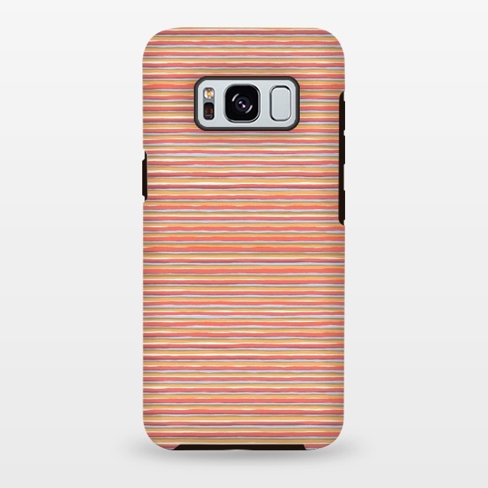 Galaxy S8 plus StrongFit Multi Marker Stripes Summer Coral by Ninola Design