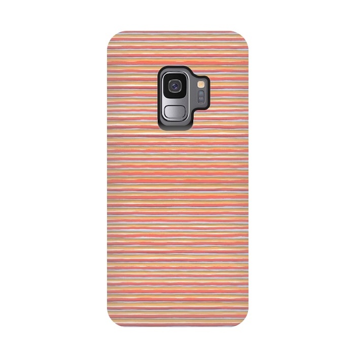 Galaxy S9 StrongFit Multi Marker Stripes Summer Coral by Ninola Design