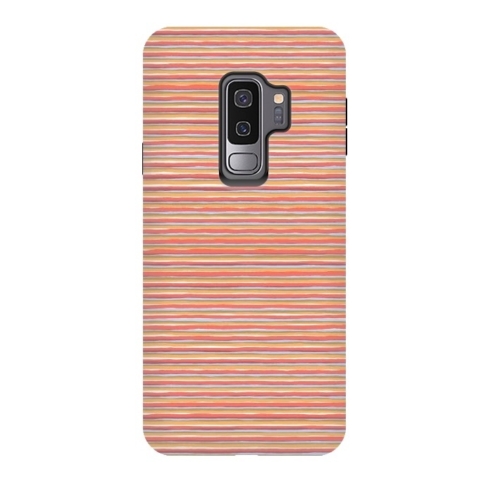 Galaxy S9 plus StrongFit Multi Marker Stripes Summer Coral by Ninola Design