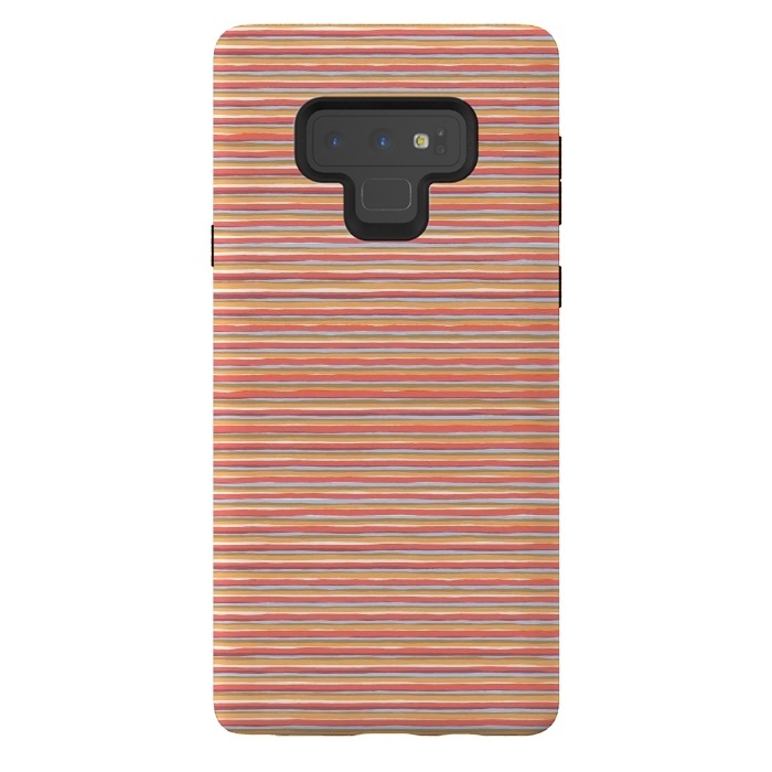 Galaxy Note 9 StrongFit Multi Marker Stripes Summer Coral by Ninola Design