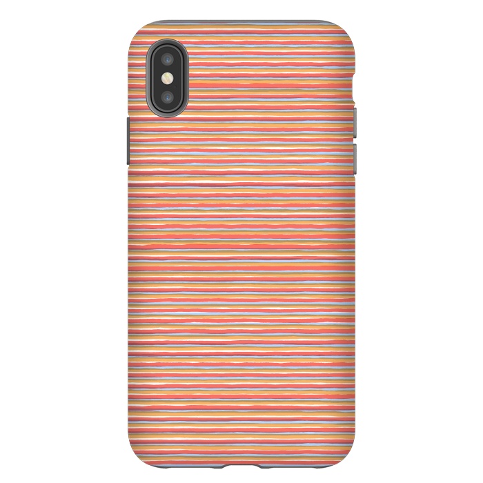 iPhone Xs Max StrongFit Multi Marker Stripes Summer Coral by Ninola Design