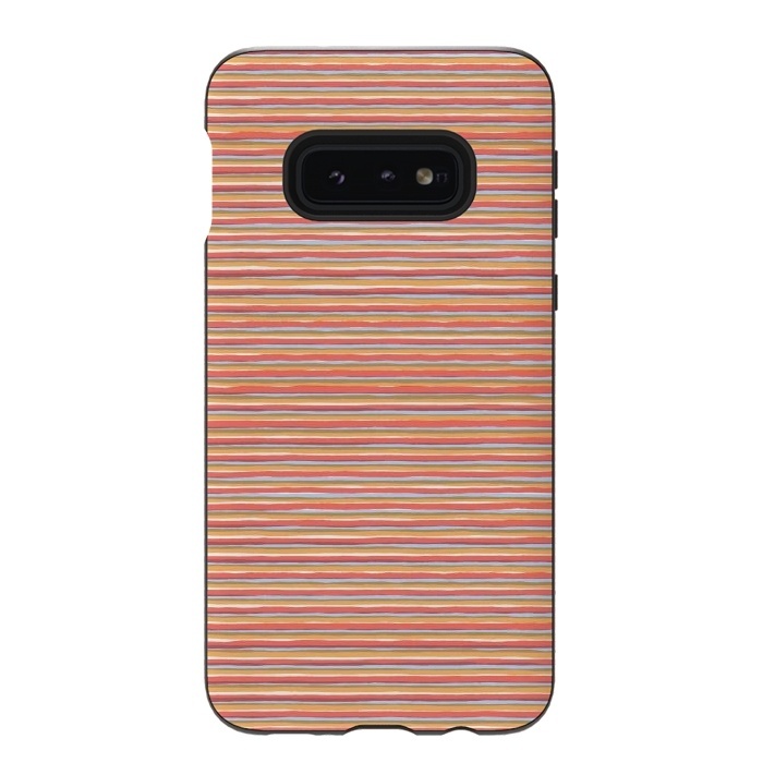 Galaxy S10e StrongFit Multi Marker Stripes Summer Coral by Ninola Design