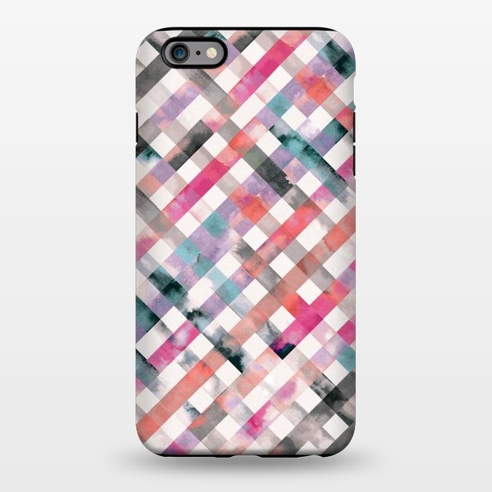 iPhone 6/6s plus StrongFit Watercolor Vichy Gingham Pink by Ninola Design