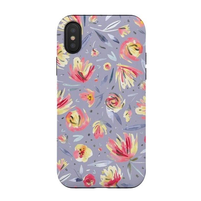 iPhone Xs / X StrongFit Festival Coral Peonies by Ninola Design