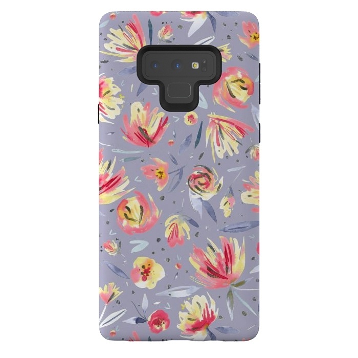 Galaxy Note 9 StrongFit Festival Coral Peonies by Ninola Design