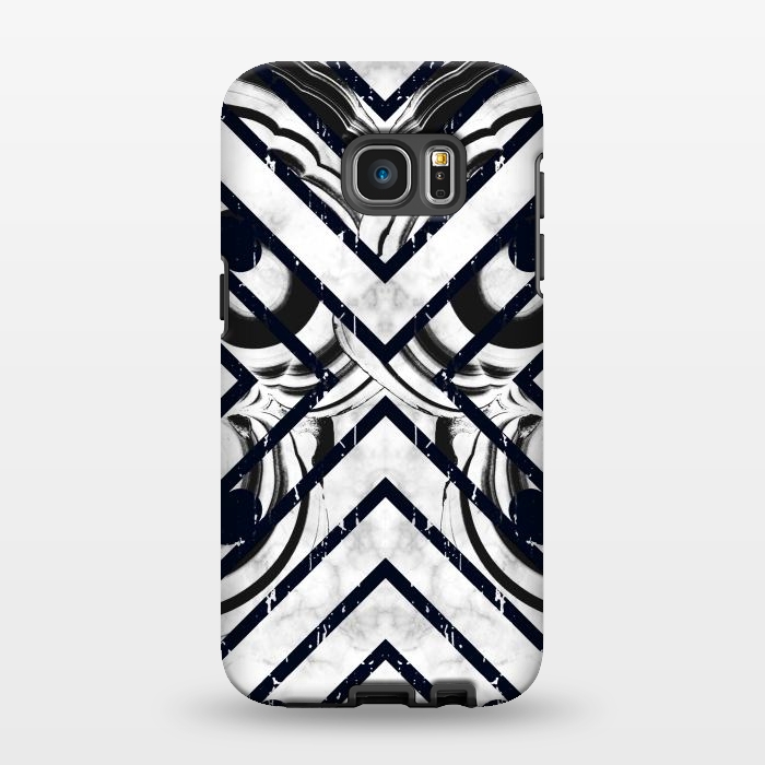 Galaxy S7 EDGE StrongFit Modern geometric black and white marble  by Oana 