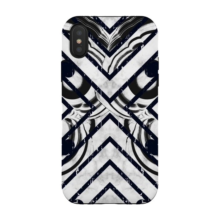 iPhone Xs / X StrongFit Modern geometric black and white marble  by Oana 
