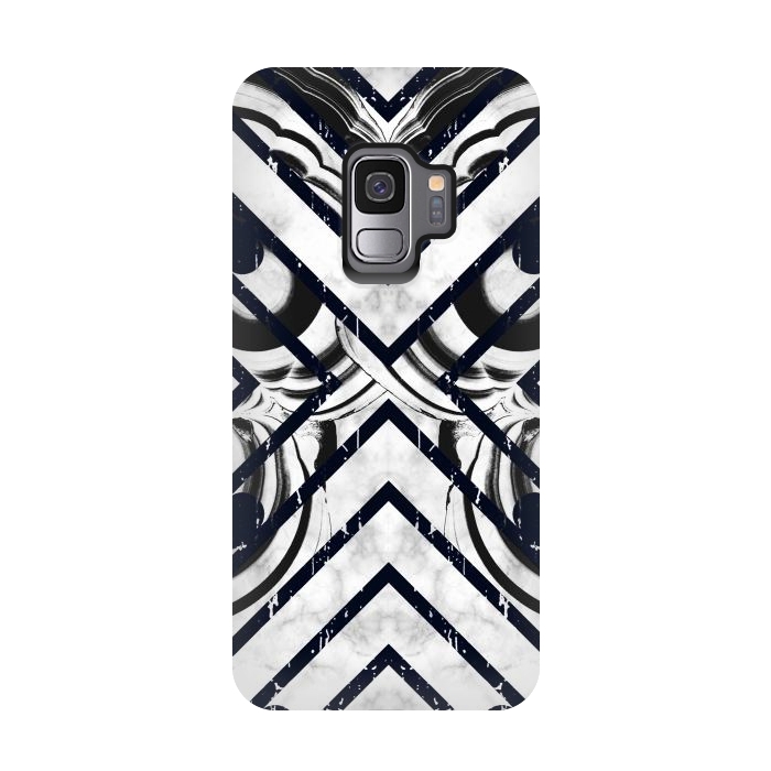 Galaxy S9 StrongFit Modern geometric black and white marble  by Oana 