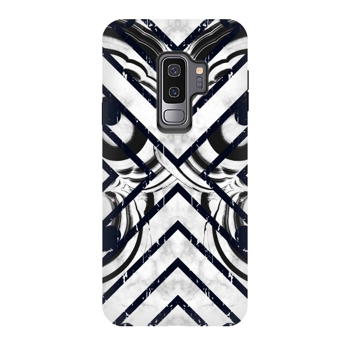 Galaxy S9 plus StrongFit Modern geometric black and white marble  by Oana 