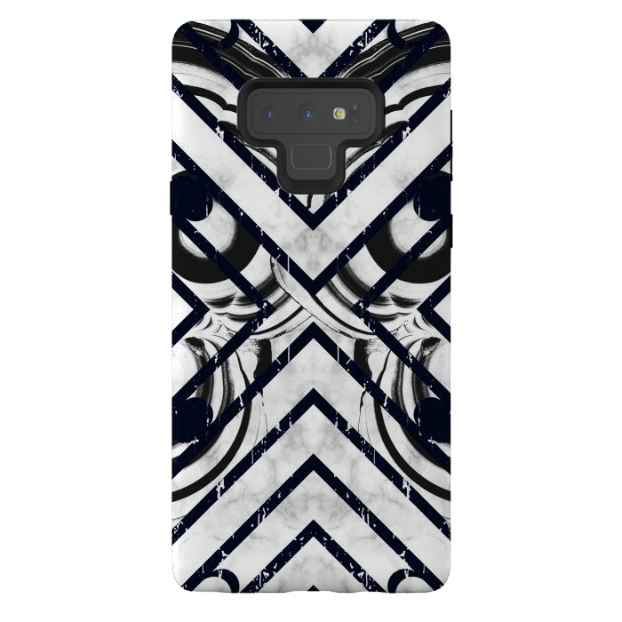 Galaxy Note 9 StrongFit Modern geometric black and white marble  by Oana 