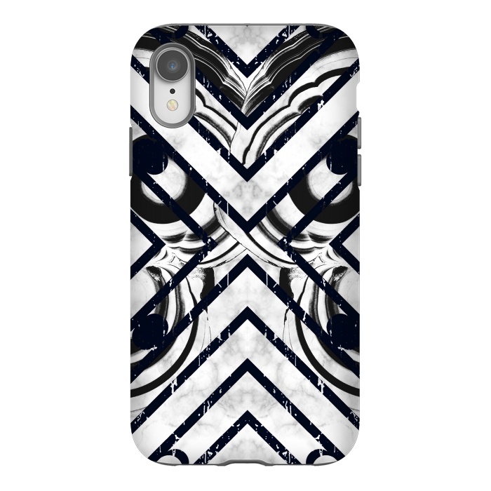 iPhone Xr StrongFit Modern geometric black and white marble  by Oana 