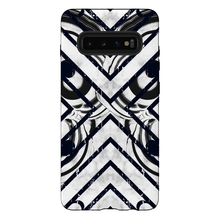 Galaxy S10 plus StrongFit Modern geometric black and white marble  by Oana 