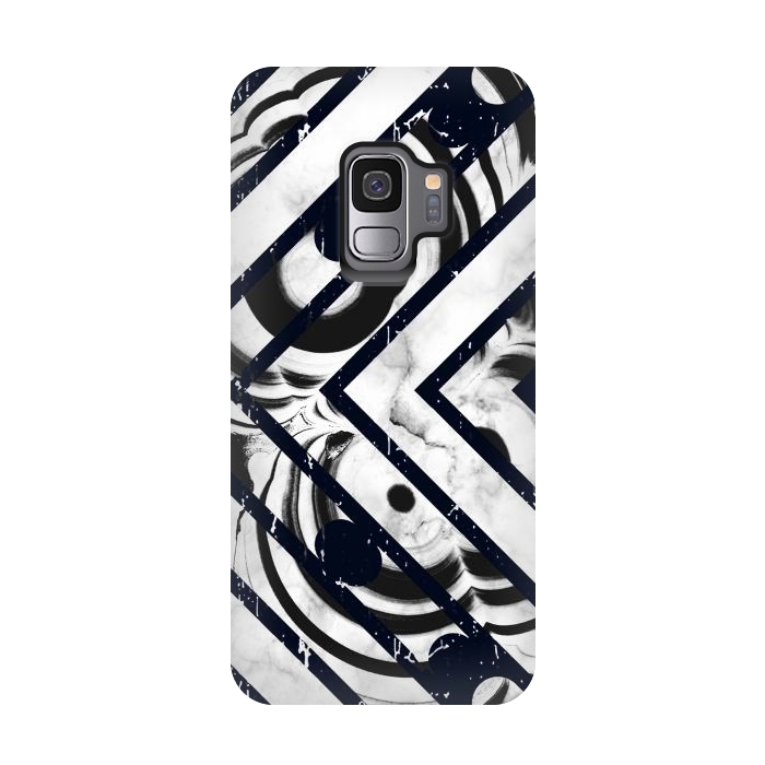Galaxy S9 StrongFit Monochrome marble stripes by Oana 