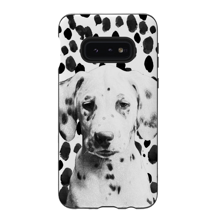 Galaxy S10e StrongFit Cute dalmatian puppy and ink spots by Oana 