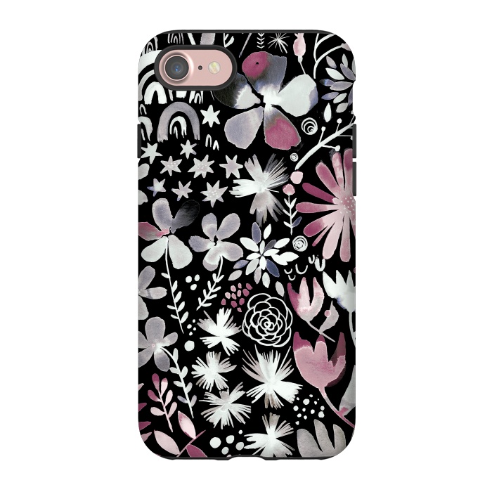 iPhone 7 StrongFit Winter Ink Dark Flowers by Ninola Design