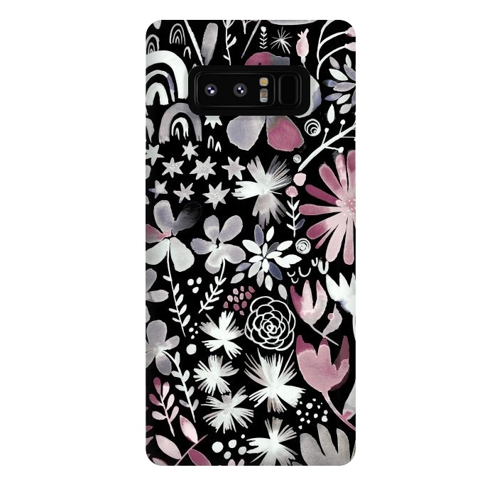 Galaxy Note 8 StrongFit Winter Ink Dark Flowers by Ninola Design