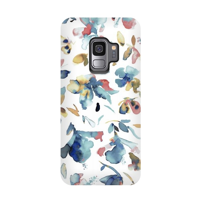 Galaxy S9 StrongFit Watery Blue Hibiscus by Ninola Design