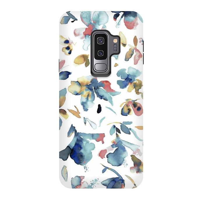 Galaxy S9 plus StrongFit Watery Blue Hibiscus by Ninola Design