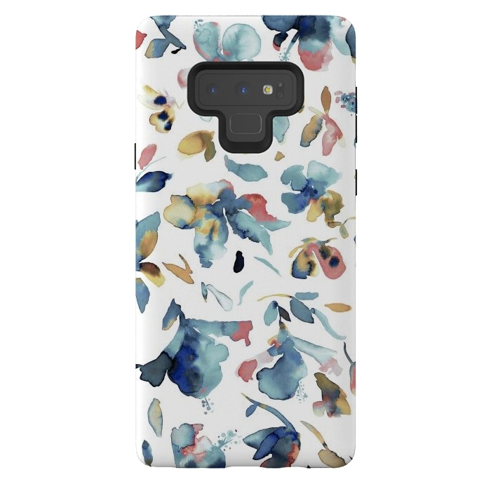 Galaxy Note 9 StrongFit Watery Blue Hibiscus by Ninola Design