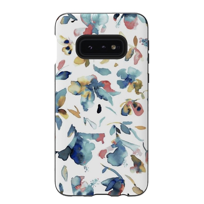 Galaxy S10e StrongFit Watery Blue Hibiscus by Ninola Design