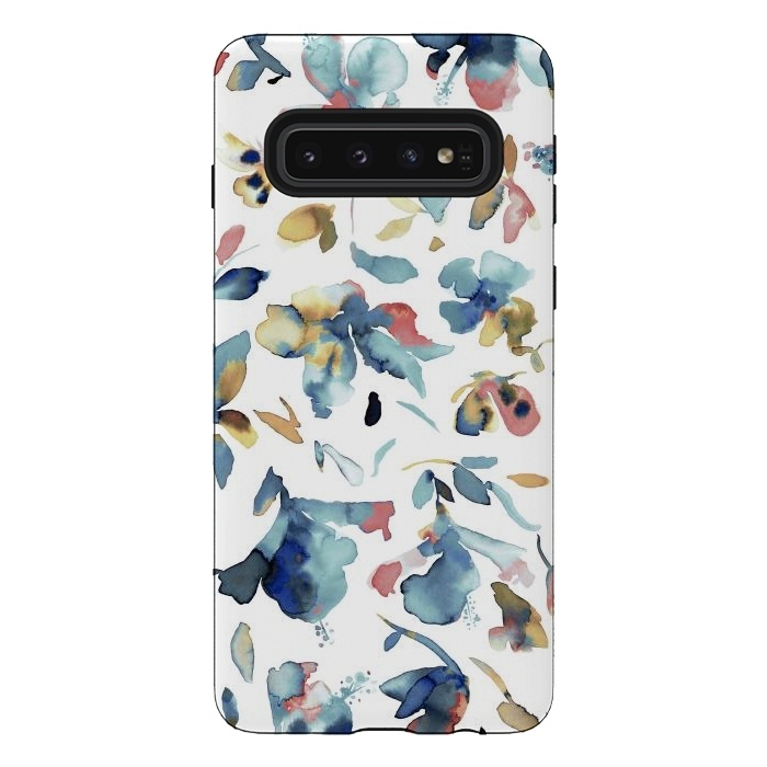 Galaxy S10 StrongFit Watery Blue Hibiscus by Ninola Design