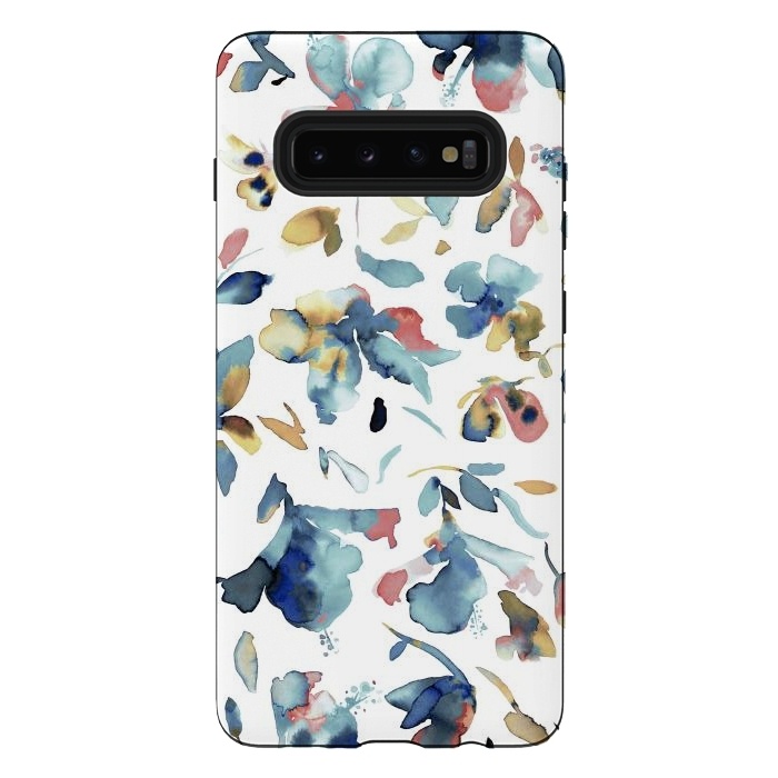 Galaxy S10 plus StrongFit Watery Blue Hibiscus by Ninola Design
