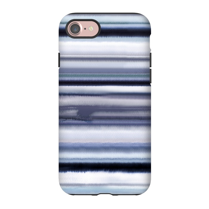iPhone 7 StrongFit Ombre Stripes Watercolor Blue by Ninola Design