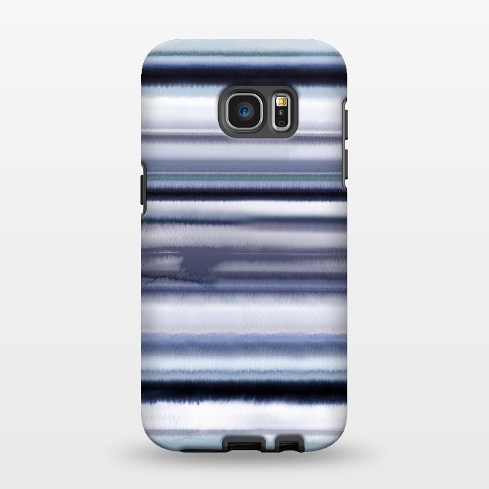Galaxy S7 EDGE StrongFit Ombre Stripes Watercolor Blue by Ninola Design