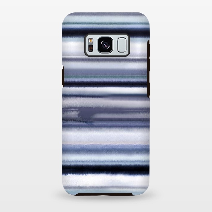 Galaxy S8 plus StrongFit Ombre Stripes Watercolor Blue by Ninola Design