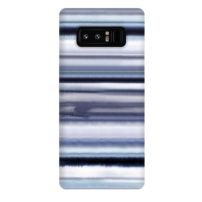Galaxy Note 8 StrongFit Ombre Stripes Watercolor Blue by Ninola Design