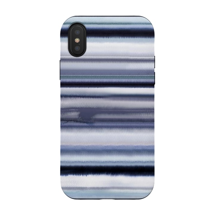 iPhone Xs / X StrongFit Ombre Stripes Watercolor Blue by Ninola Design