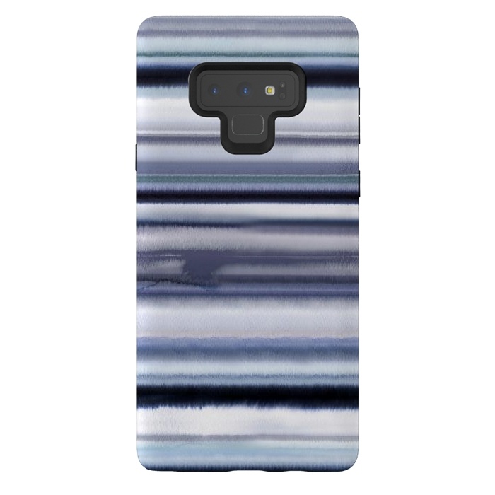 Galaxy Note 9 StrongFit Ombre Stripes Watercolor Blue by Ninola Design