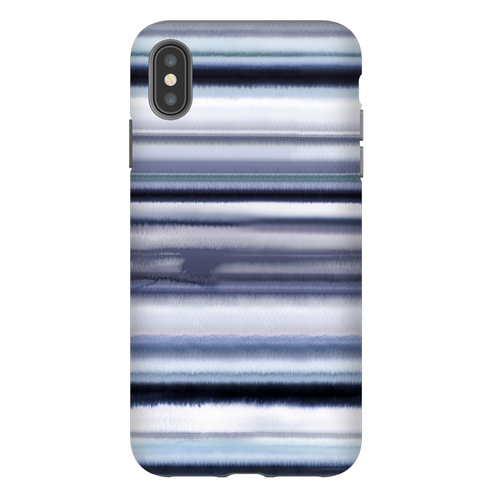 iPhone Xs Max StrongFit Ombre Stripes Watercolor Blue by Ninola Design