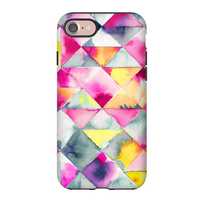 iPhone 7 StrongFit Watercolor Squares Triangles Fresh by Ninola Design