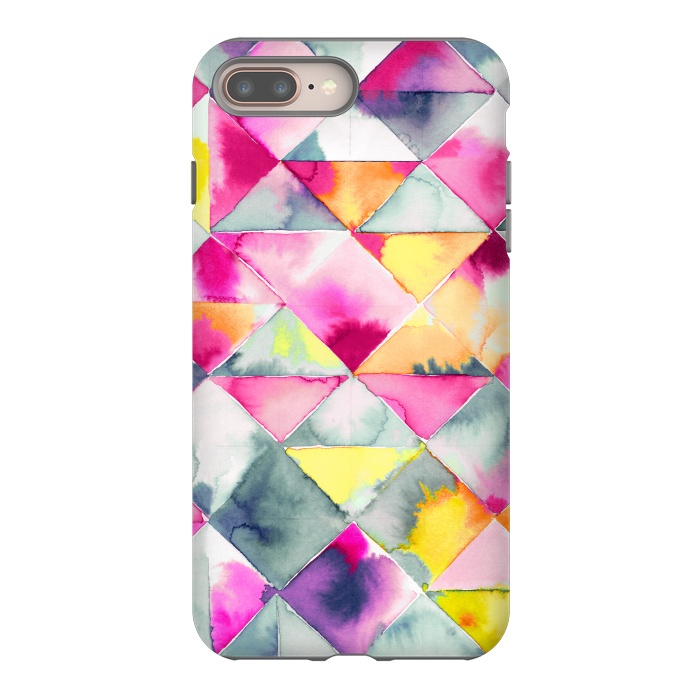 iPhone 7 plus StrongFit Watercolor Squares Triangles Fresh by Ninola Design