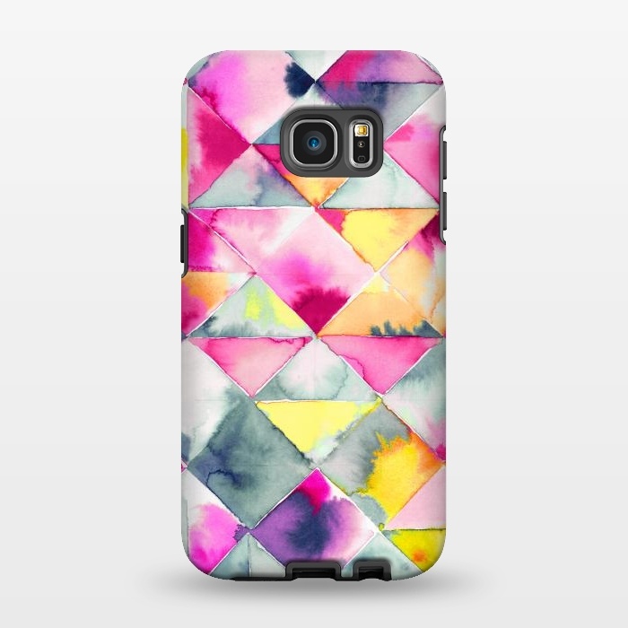 Galaxy S7 EDGE StrongFit Watercolor Squares Triangles Fresh by Ninola Design