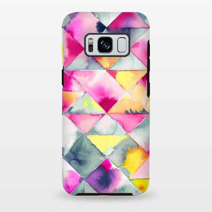 Galaxy S8 plus StrongFit Watercolor Squares Triangles Fresh by Ninola Design