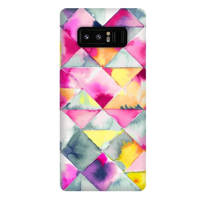 Galaxy Note 8 StrongFit Watercolor Squares Triangles Fresh by Ninola Design